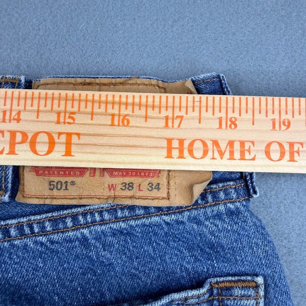 Levi's‎ 501 Original Fit Jeans Mens 38x34 Blue Denim Button Fly Straight Leg